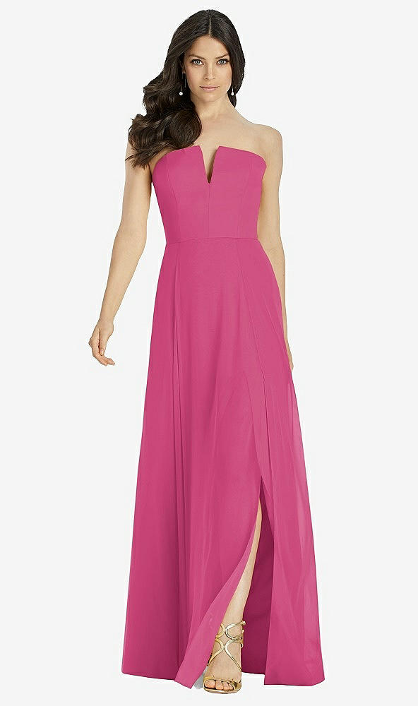【STYLE: 3041】Strapless Notch Chiffon Maxi Dress【COLOR: Tea Rose】