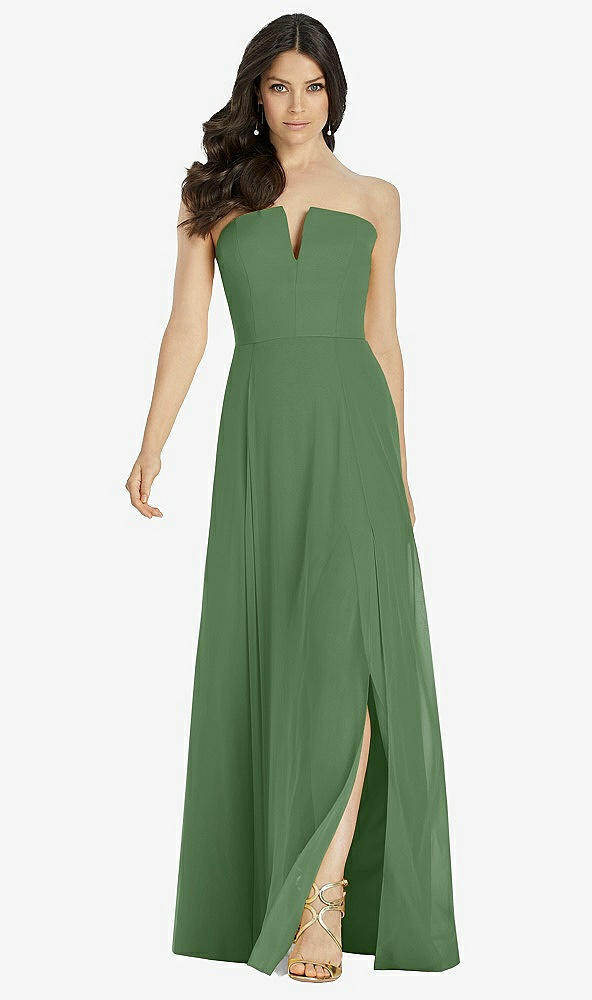 【STYLE: 3041】Strapless Notch Chiffon Maxi Dress【COLOR: Vineyard Green】