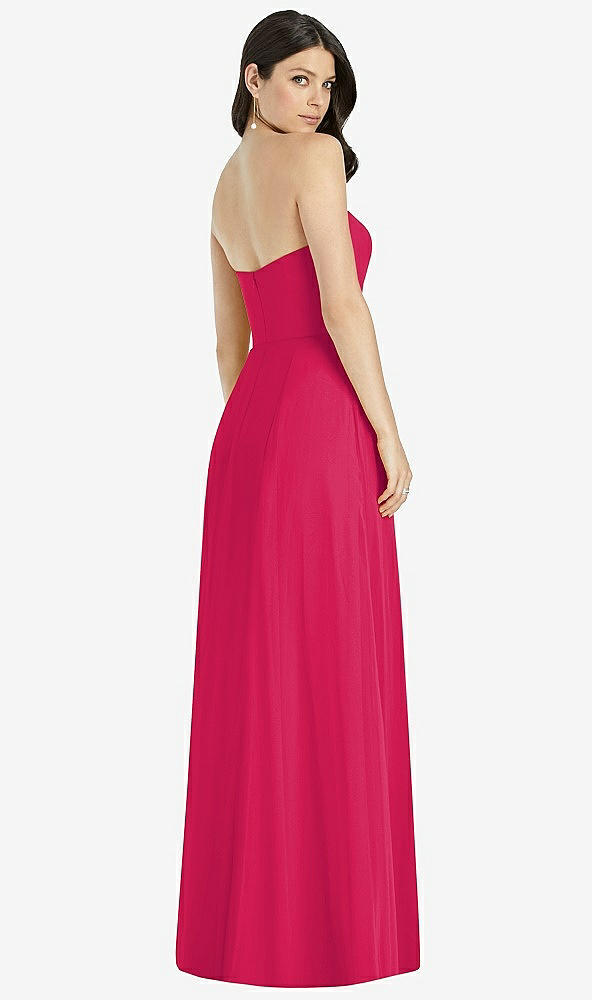 【STYLE: 3041】Strapless Notch Chiffon Maxi Dress【COLOR: Vivid Pink】