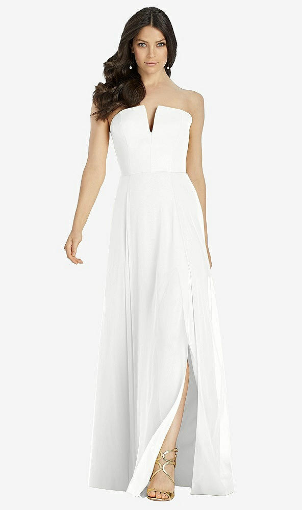 【STYLE: 3041】Strapless Notch Chiffon Maxi Dress【COLOR: White】