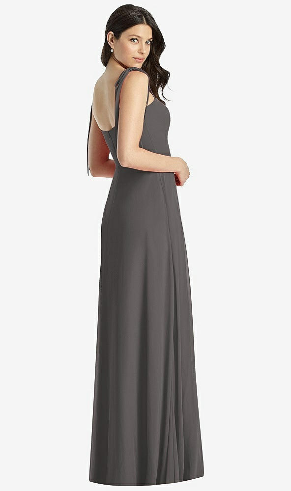 【STYLE: 3042】Tie-Shoulder Chiffon Maxi Dress with Front Slit【COLOR: Caviar Gray】