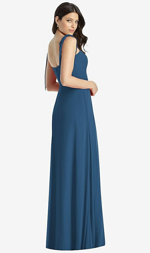 【NEW】【STYLE: 3042】タイショルダー シフォン マキシ ドレス 前面 スリット【COLOR: Dusk Blue】【SIZE: 00-30W】