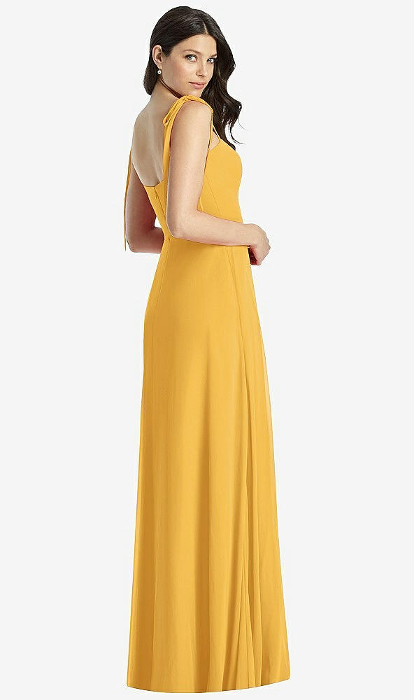 【STYLE: 3042】Tie-Shoulder Chiffon Maxi Dress with Front Slit【COLOR: NYC Yellow】