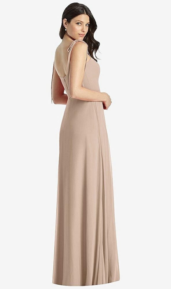 【STYLE: 3042】Tie-Shoulder Chiffon Maxi Dress with Front Slit【COLOR: Topaz】
