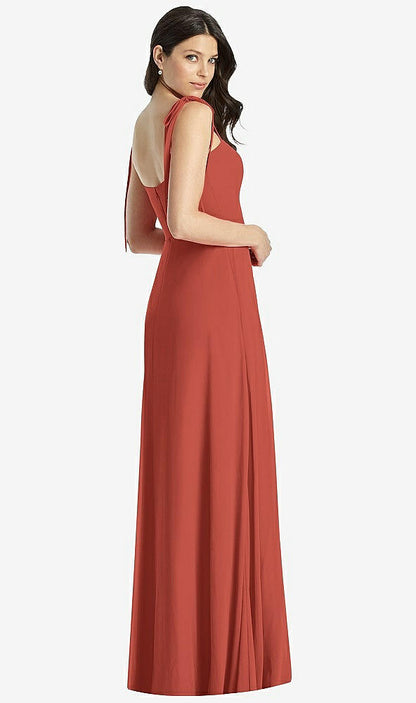 【STYLE: 3042】Tie-Shoulder Chiffon Maxi Dress with Front Slit【COLOR: Amber Sunset】