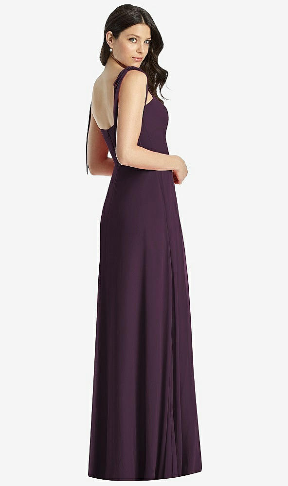 【NEW】【STYLE: 3042】タイショルダー シフォン マキシ ドレス 前面 スリット【COLOR: Aubergine】【SIZE: 00-30W】