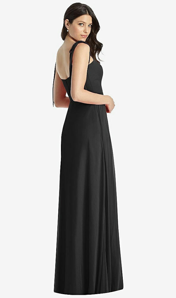 【STYLE: 3042】Tie-Shoulder Chiffon Maxi Dress with Front Slit【COLOR: Black】