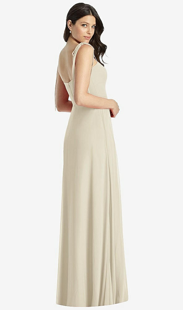 【NEW】【STYLE: 3042】タイショルダー シフォン マキシ ドレス 前面 スリット【COLOR: Champagne】【SIZE: 00-30W】