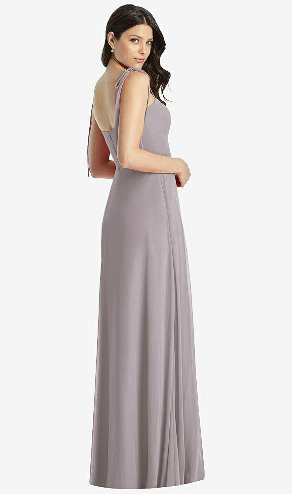 【STYLE: 3042】Tie-Shoulder Chiffon Maxi Dress with Front Slit【COLOR: Cashmere Gray】
