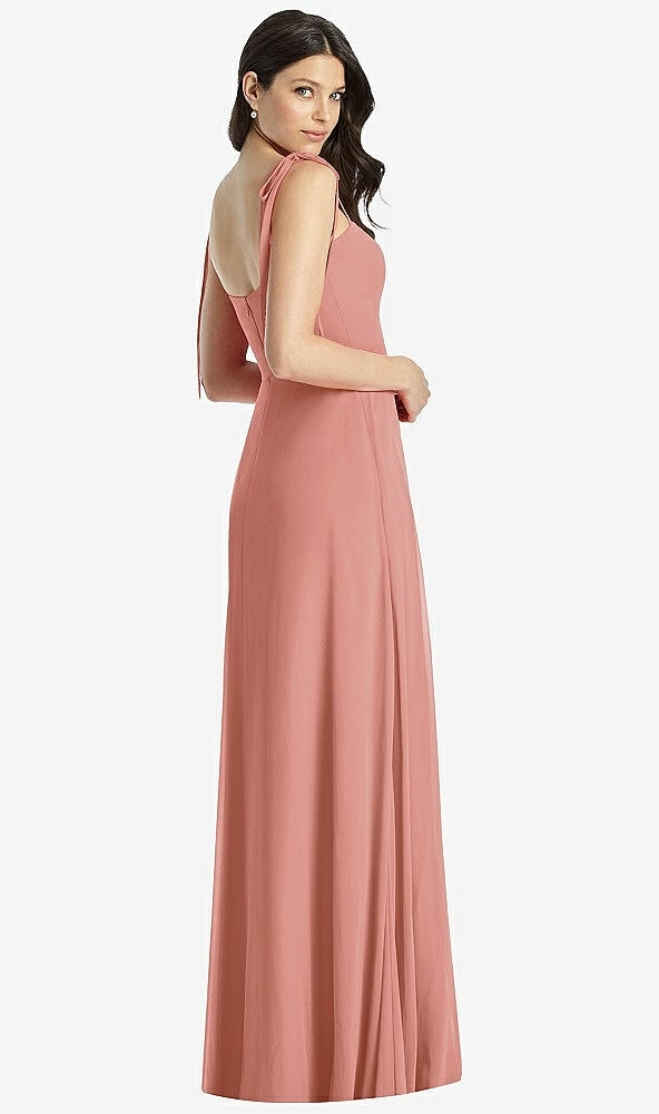 【STYLE: 3042】Tie-Shoulder Chiffon Maxi Dress with Front Slit【COLOR: Desert Rose】