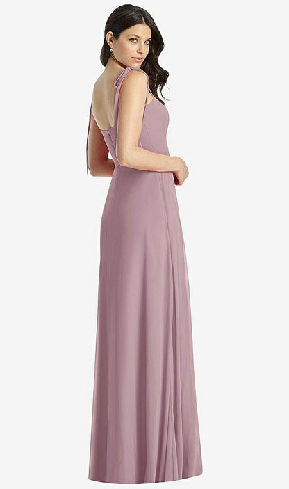 【NEW】【STYLE: 3042】タイショルダー シフォン マキシ ドレス 前面 スリット【COLOR: Dusty Rose】【SIZE: 00-30W】