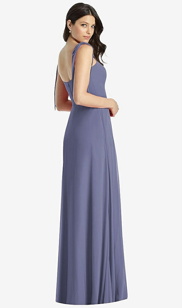 【NEW】【STYLE: 3042】タイショルダー シフォン マキシ ドレス 前面 スリット【COLOR: French Blue】【SIZE: 00-30W】