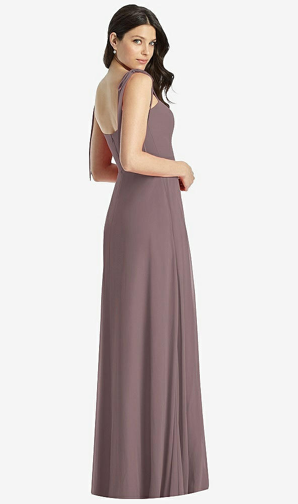 【STYLE: 3042】Tie-Shoulder Chiffon Maxi Dress with Front Slit【COLOR: French Truffle】