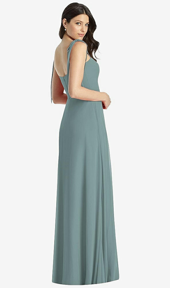 【STYLE: 3042】Tie-Shoulder Chiffon Maxi Dress with Front Slit【COLOR: Icelandic】
