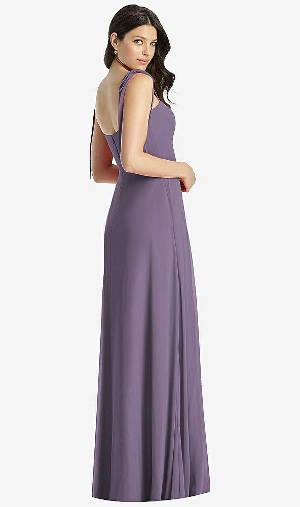 【NEW】【STYLE: 3042】タイショルダー シフォン マキシ ドレス 前面 スリット【COLOR: Lavender】【SIZE: 00-30W】