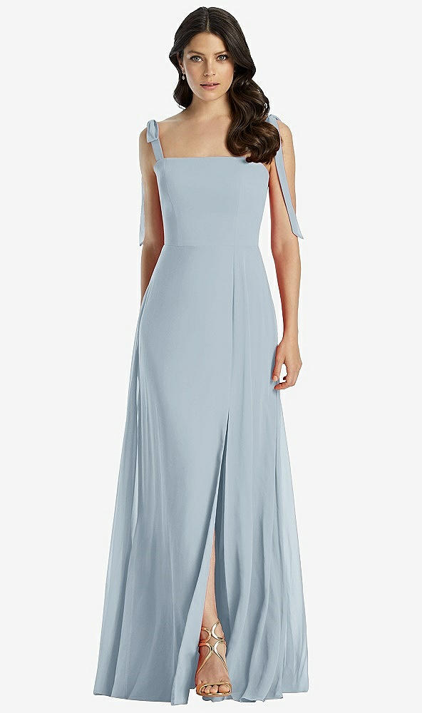 【STYLE: 3042】Tie-Shoulder Chiffon Maxi Dress with Front Slit【COLOR: Mist】