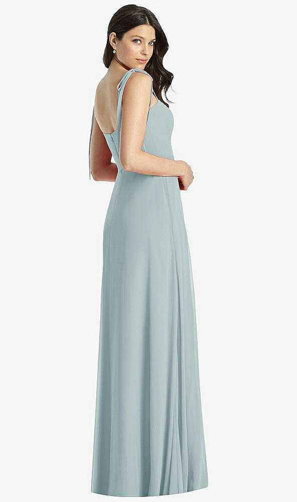 【NEW】【STYLE: 3042】タイショルダー シフォン マキシ ドレス 前面 スリット【COLOR: Morning Sky】【SIZE: 00-30W】
