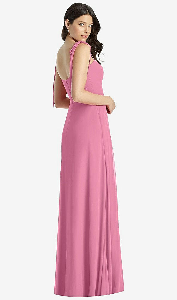 【STYLE: 3042】Tie-Shoulder Chiffon Maxi Dress with Front Slit【COLOR: Orchid Pink】