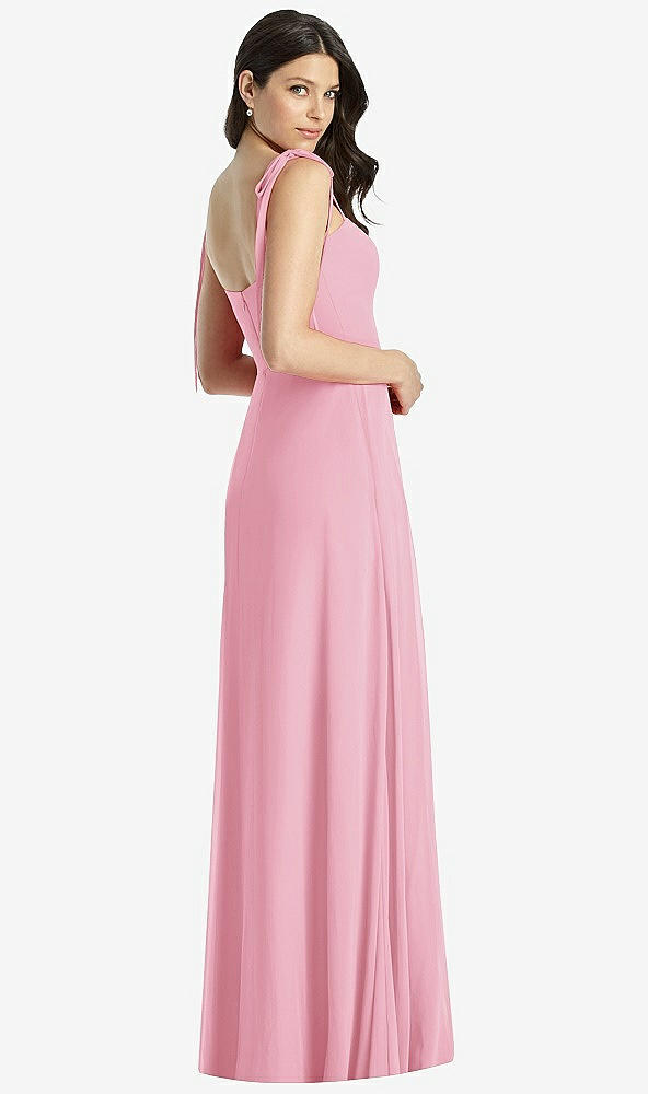 【STYLE: 3042】Tie-Shoulder Chiffon Maxi Dress with Front Slit【COLOR: Peony Pink】