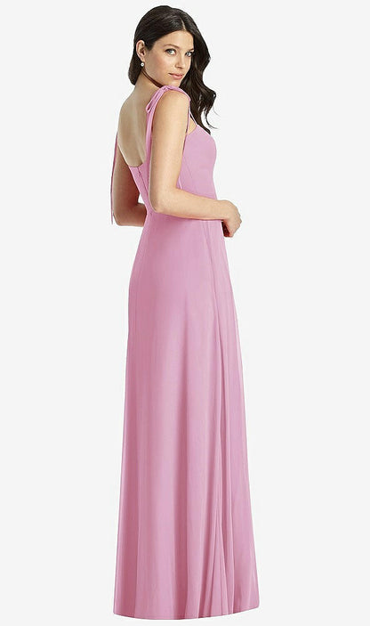 【NEW】【STYLE: 3042】タイショルダー シフォン マキシ ドレス 前面 スリット【COLOR: Powder Pink】【SIZE: 00-30W】
