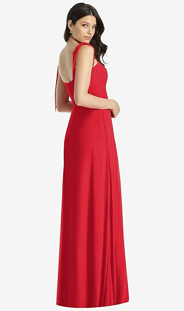 【STYLE: 3042】Tie-Shoulder Chiffon Maxi Dress with Front Slit【COLOR: Parisian Red】