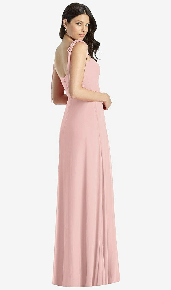 【STYLE: 3042】Tie-Shoulder Chiffon Maxi Dress with Front Slit【COLOR: Rose - PANTONE Rose Quartz】