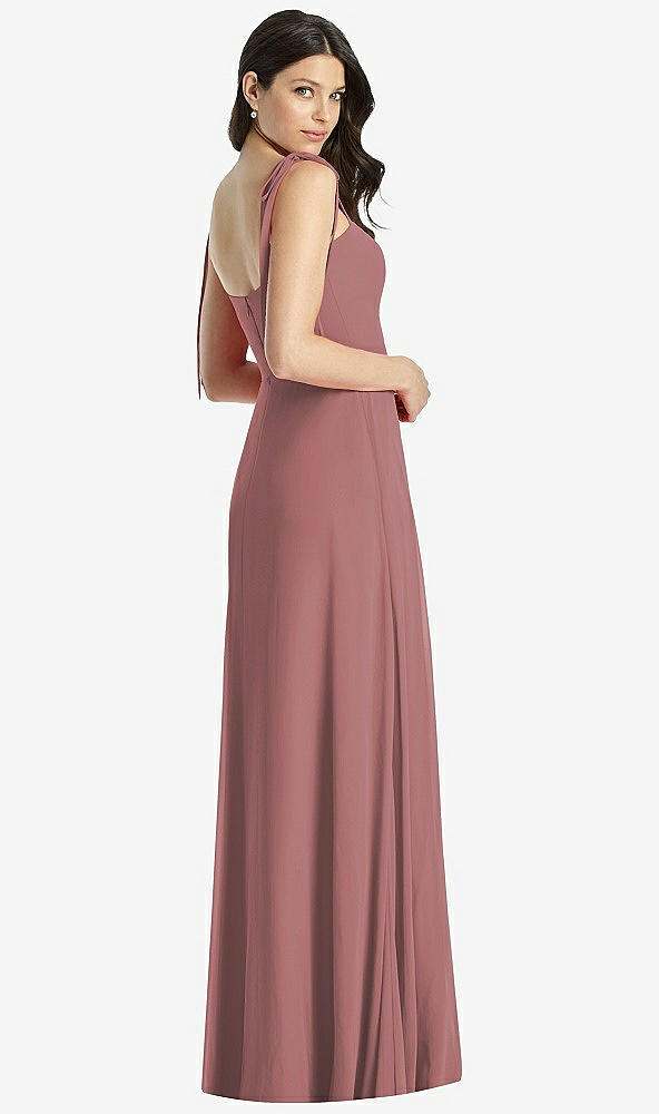 【STYLE: 3042】Tie-Shoulder Chiffon Maxi Dress with Front Slit【COLOR: Rosewood】