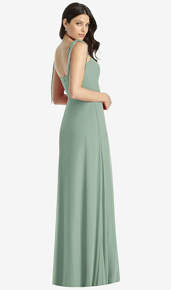 【STYLE: 3042】Tie-Shoulder Chiffon Maxi Dress with Front Slit【COLOR: Seagrass】