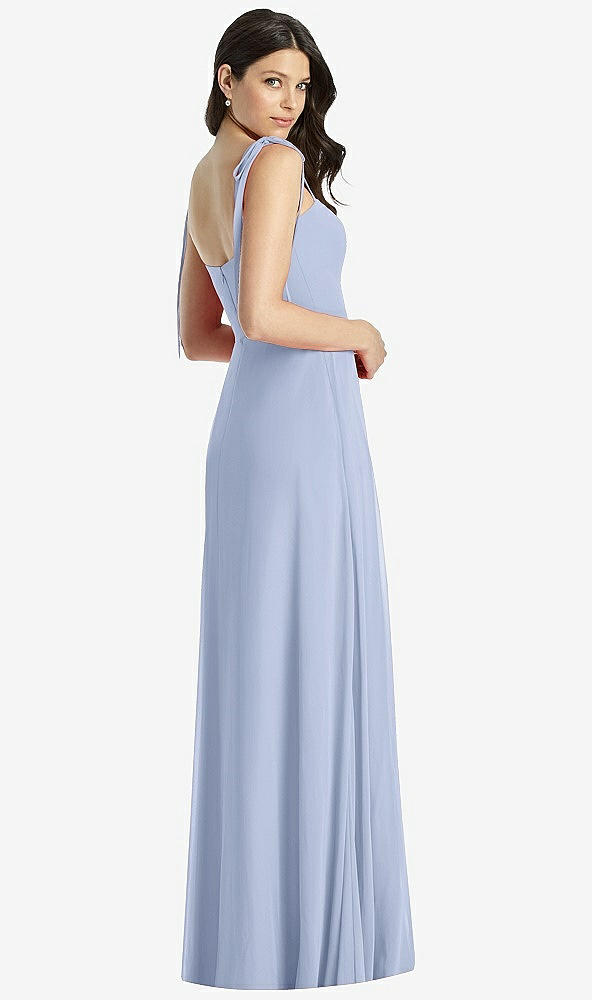 【NEW】【STYLE: 3042】タイショルダー シフォン マキシ ドレス 前面 スリット【COLOR: Sky Blue】【SIZE: 00-30W】