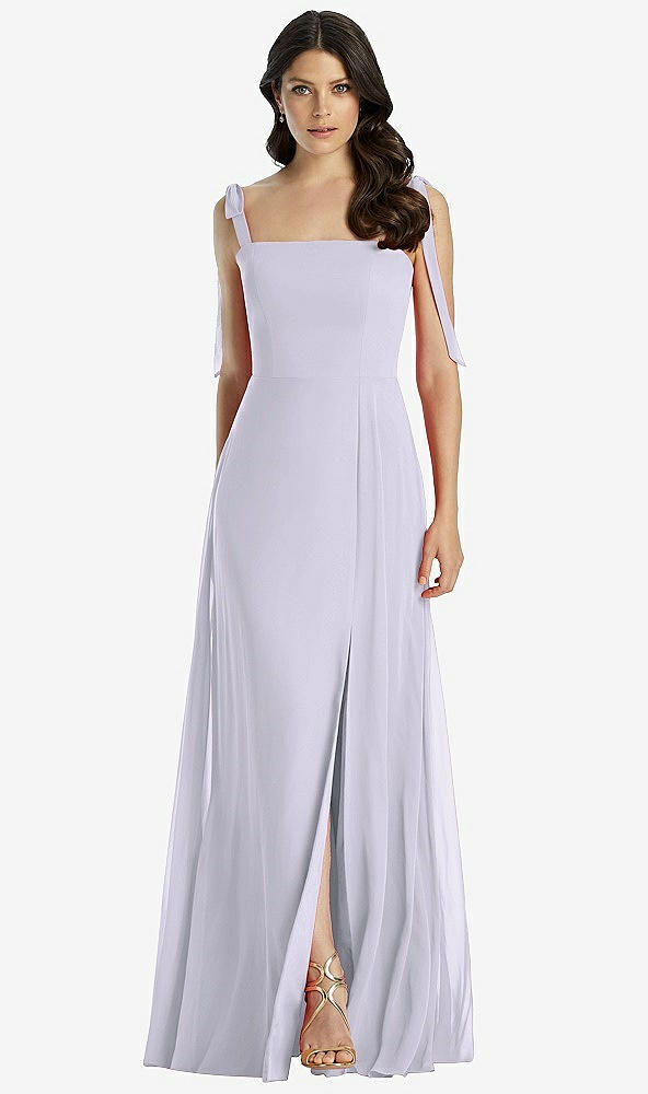 【STYLE: 3042】Tie-Shoulder Chiffon Maxi Dress with Front Slit【COLOR: Silver Dove】