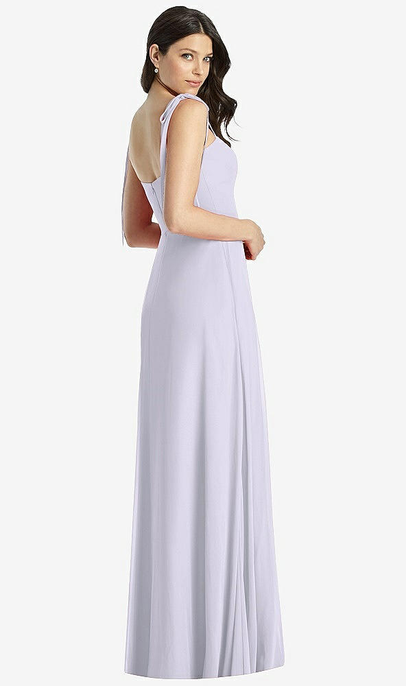 【STYLE: 3042】Tie-Shoulder Chiffon Maxi Dress with Front Slit【COLOR: Silver Dove】