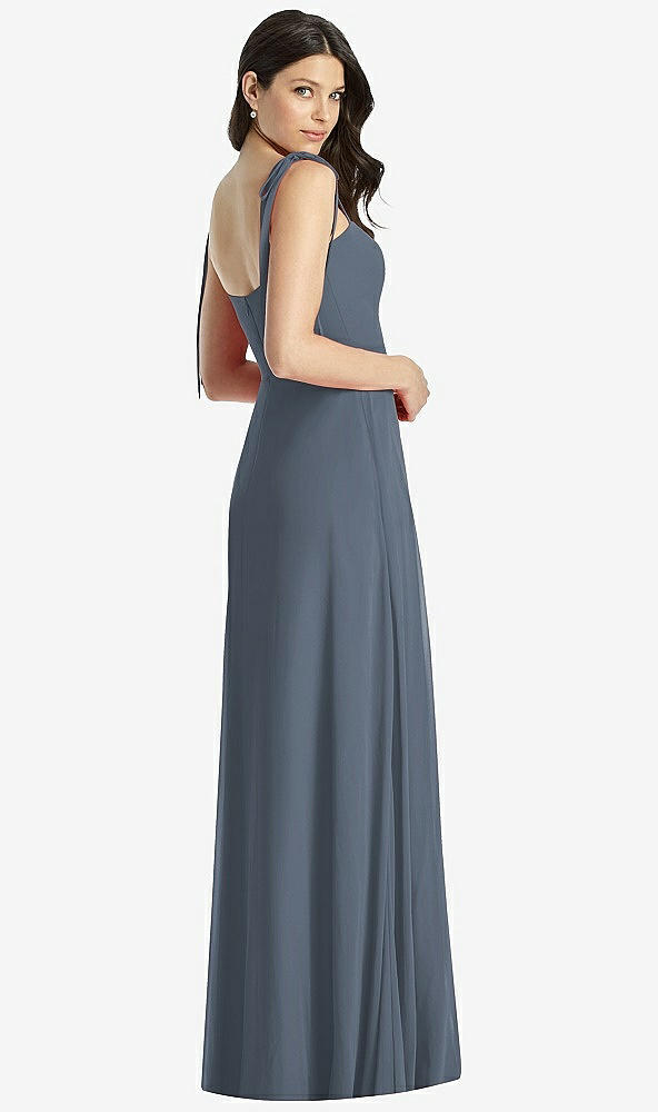 【STYLE: 3042】Tie-Shoulder Chiffon Maxi Dress with Front Slit【COLOR: Silverstone】