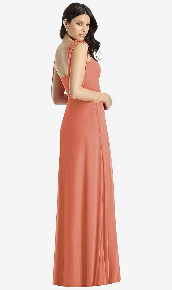 【STYLE: 3042】Tie-Shoulder Chiffon Maxi Dress with Front Slit【COLOR: Terracotta Copper】