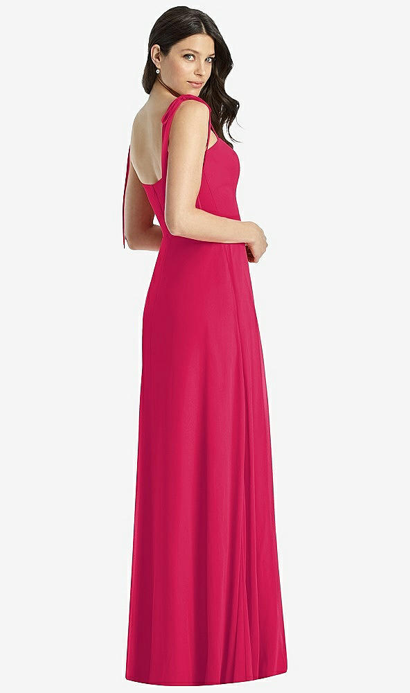 【STYLE: 3042】Tie-Shoulder Chiffon Maxi Dress with Front Slit【COLOR: Vivid Pink】
