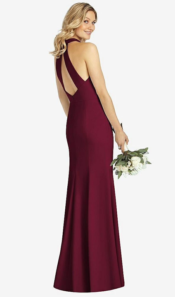 【NEW】【STYLE: 6808】ハイネック カットアウト ホルター トランペット ガウン【COLOR: Cabernet】【SIZE: 00-30W】