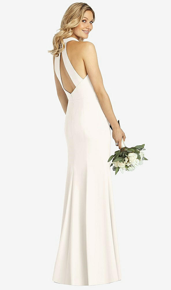 【STYLE: 6808】High-Neck Cutout Halter Trumpet Gown【COLOR: Ivory】