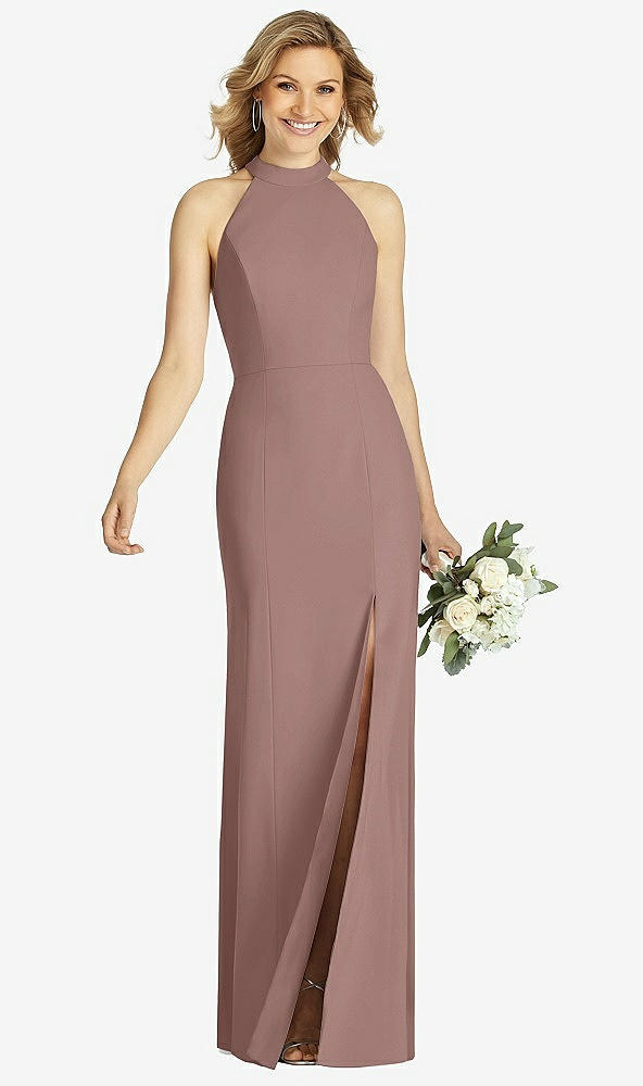 【STYLE: 6808】High-Neck Cutout Halter Trumpet Gown【COLOR: Sienna】