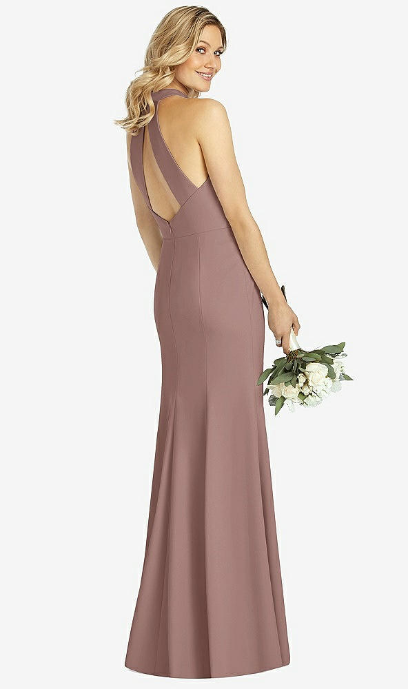 【STYLE: 6808】High-Neck Cutout Halter Trumpet Gown【COLOR: Sienna】