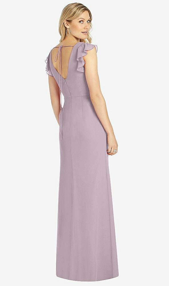 【NEW】【STYLE: 6810】フリル 袖 人魚 ドレス 前面 スリット【COLOR: Lilac Dusk】【SIZE: 00-30W】