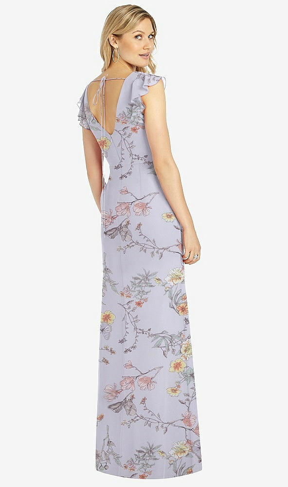 【STYLE: 6810】Ruffled Sleeve Mermaid Dress with Front Slit【COLOR: Butterfly Botanica Silver Dove】