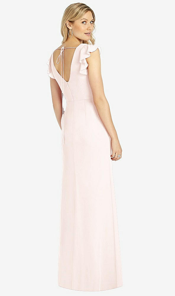 【NEW】【STYLE: 6810】フリル 袖 人魚 ドレス 前面 スリット【COLOR: Blush】【SIZE: 00-30W】