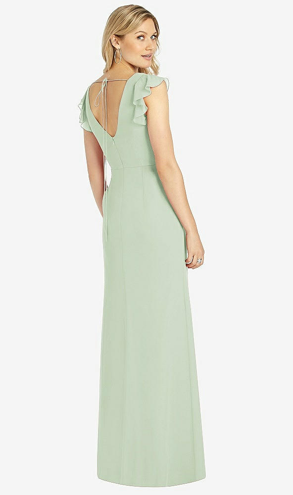 【STYLE: 6810】Ruffled Sleeve Mermaid Dress with Front Slit【COLOR: Celadon】