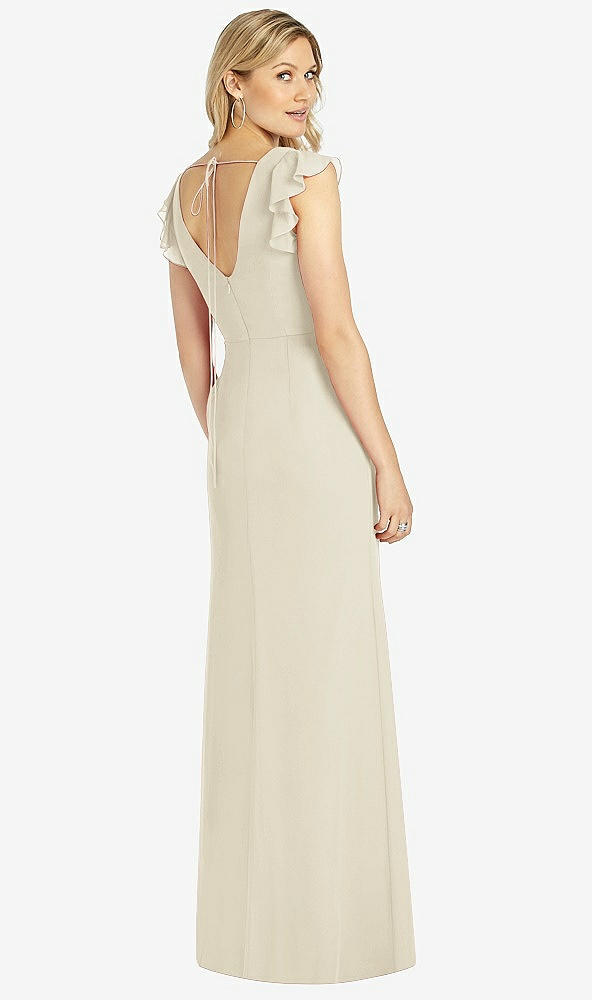 【STYLE: 6810】Ruffled Sleeve Mermaid Dress with Front Slit【COLOR: Champagne】