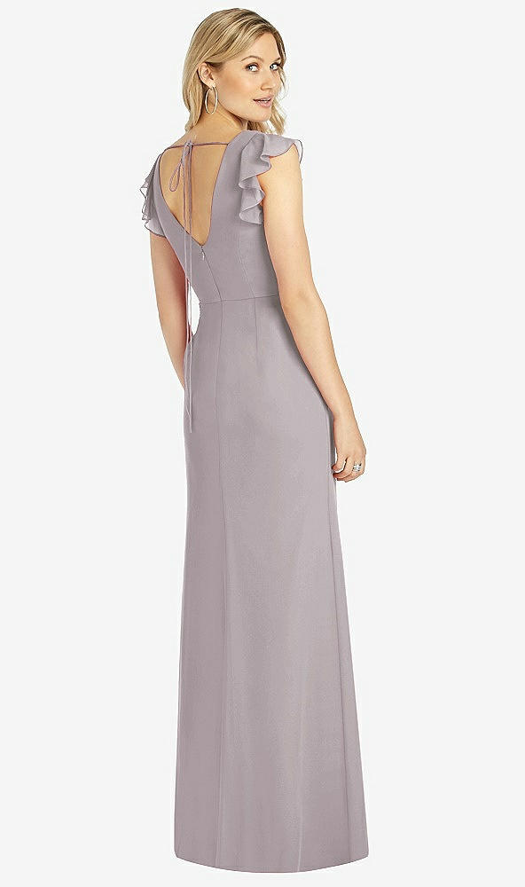 【NEW】【STYLE: 6810】フリル 袖 人魚 ドレス 前面 スリット【COLOR: Cashmere Gray】【SIZE: 00-30W】