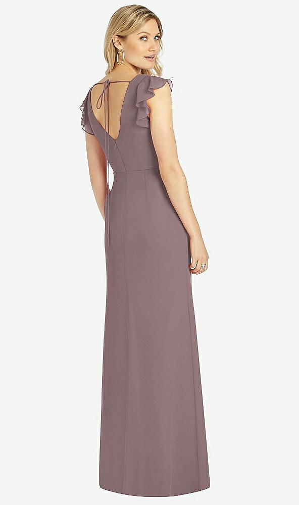 【STYLE: 6810】Ruffled Sleeve Mermaid Dress with Front Slit【COLOR: French Truffle】
