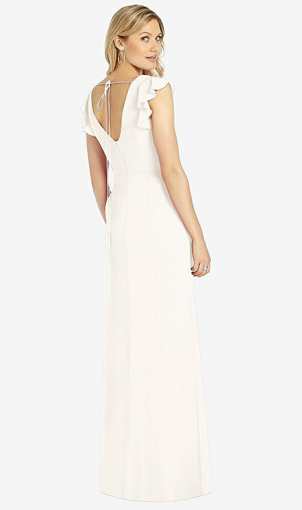 【STYLE: 6810】Ruffled Sleeve Mermaid Dress with Front Slit【COLOR: Ivory】