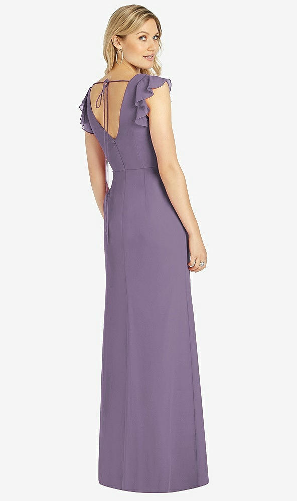 【NEW】【STYLE: 6810】フリル 袖 人魚 ドレス 前面 スリット【COLOR: Lavender】【SIZE: 00-30W】