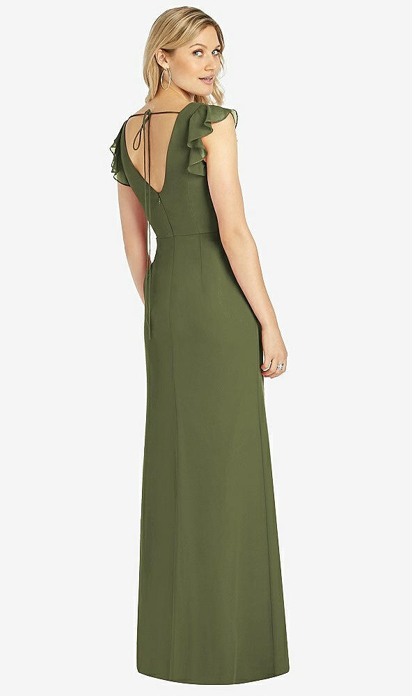 【STYLE: 6810】Ruffled Sleeve Mermaid Dress with Front Slit【COLOR: Olive Green】