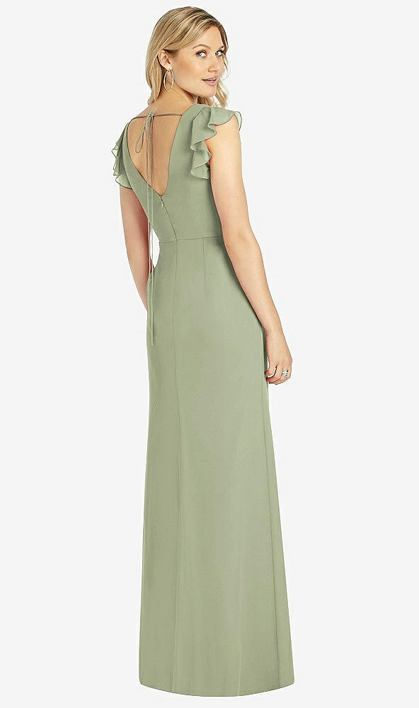 【STYLE: 6810】Ruffled Sleeve Mermaid Dress with Front Slit【COLOR: Sage】