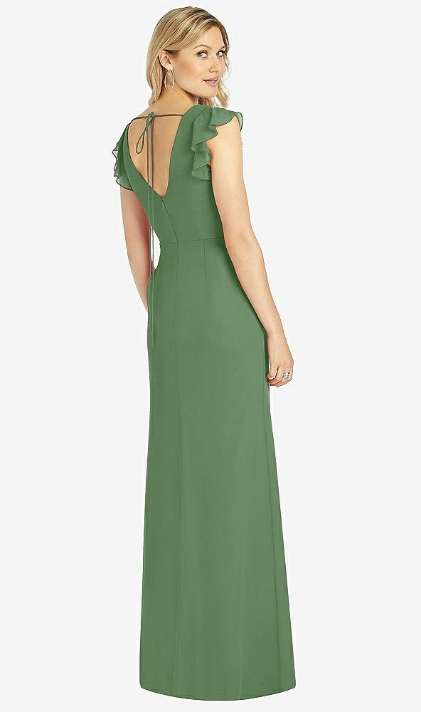 【STYLE: 6810】Ruffled Sleeve Mermaid Dress with Front Slit【COLOR: Vineyard Green】